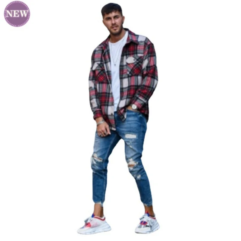 Summer New Men's Jeans Water Washed Hole Skinny Pants Pencil Pants Fashion Slim Men's Jeans