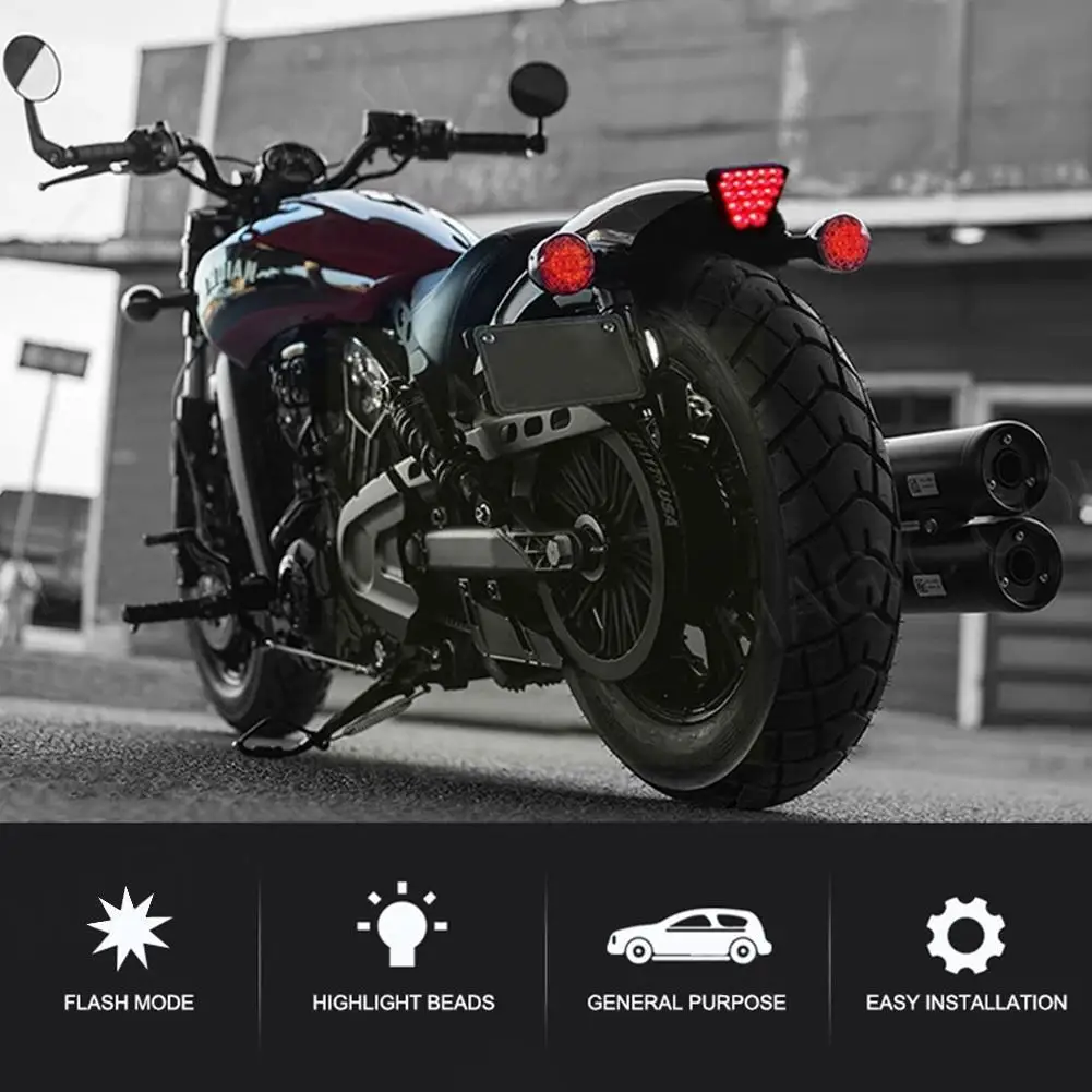 

For F1 Style Motorcycle Car Lights Triangle Rear Brake Strobe Red Safety Warning Bumper Stop RGB Black Lamp N8N6