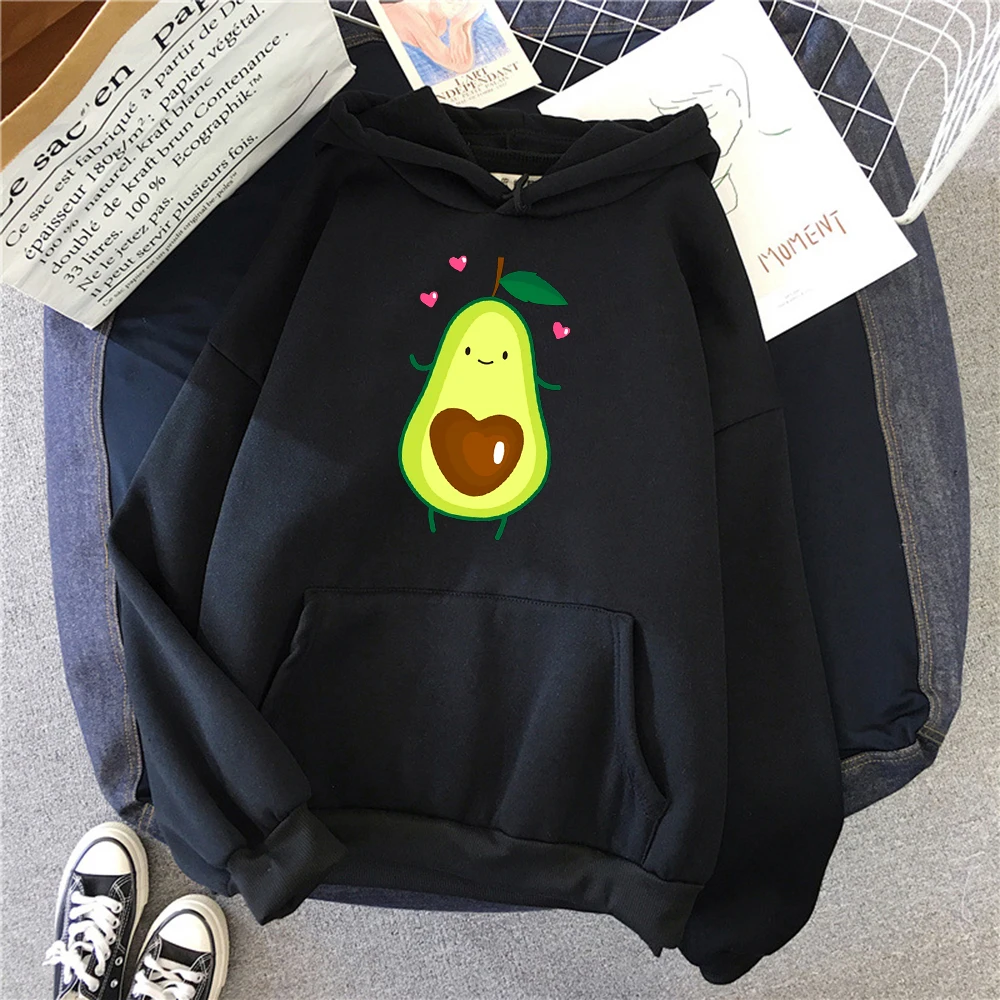 Cartoon Funny Avocado Print Sweatshirts Man Casual  Hooded Pullover Fashion Cartoons Hoody Punk Anime Streetwear