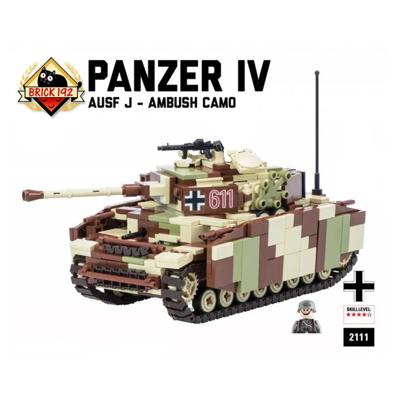 

MOC WW2 Ank Military Building Block Germany Vehicles Soldiers Figure Army Weapons Helmet Armored Car Bricks Accessories Toys