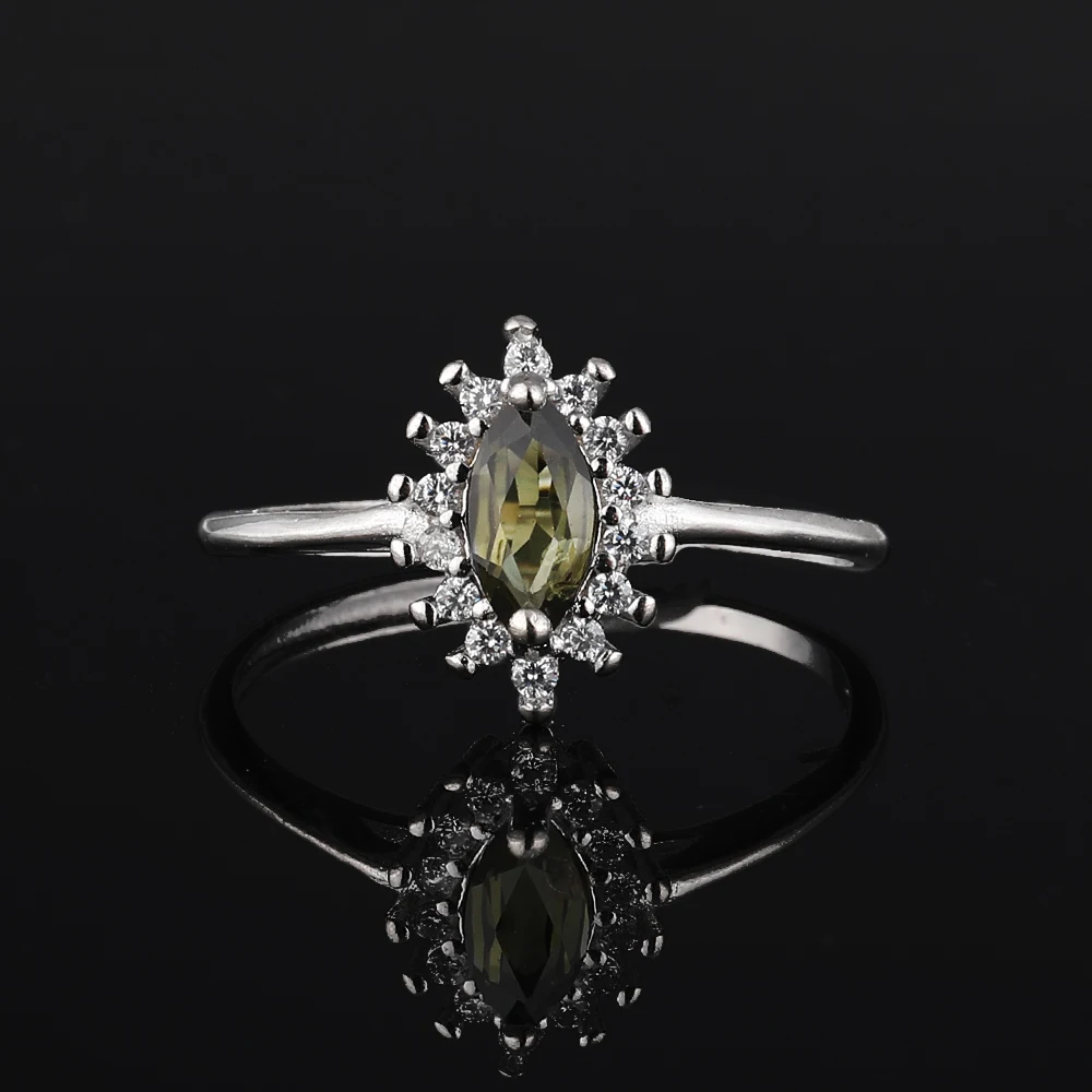 100% натуральный турмалин оливковое кольцо с бриллиантом женское регулируемое