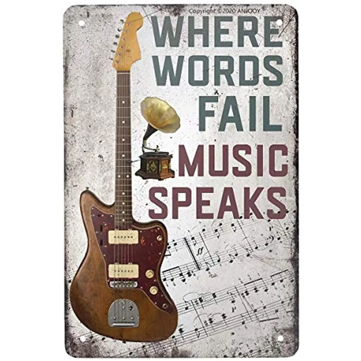 

Vintage Metal Guitar Tin Sign Where Words Fail Music Speaks -Musical Bar Pub Cafe Wall Kitchen Bathroo Poster Karaoke Retro