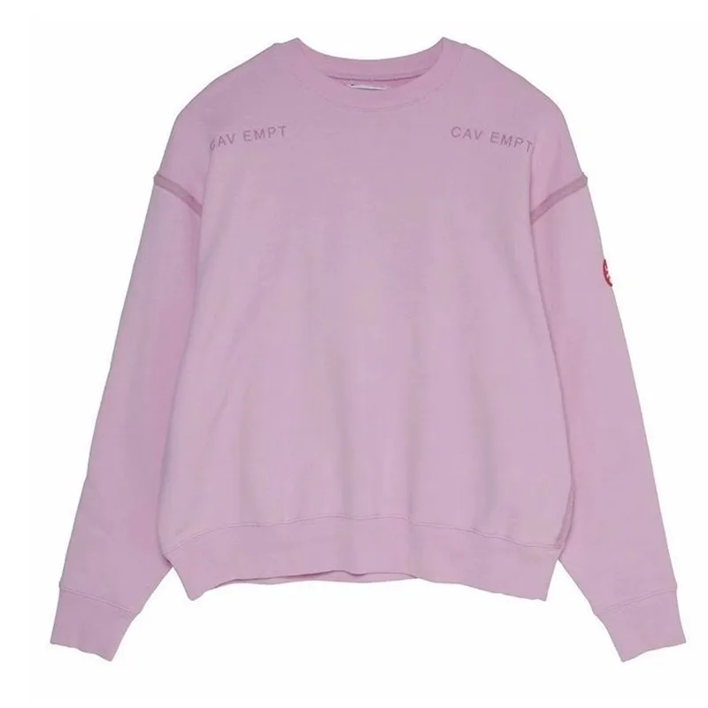 

CAVEMPT C.E Autumn And Winter Washing CE Pink Ghost Hand Pasting Cloth Crew Neck Pullover Casual Sweater Men Women