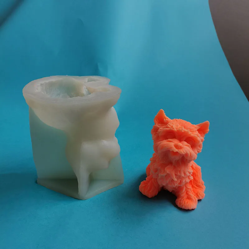 3D силиконовая форма для свечей бульдога большая шнауцера изготовление гипсового