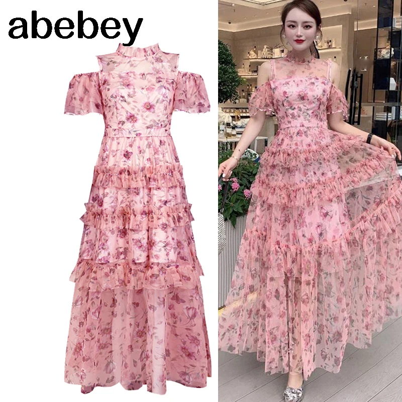 

Женское платье с каскадными оборками, Летнее Длинное приталенное платье средней длины трапециевидвечерние силуэта, дизайнерская мода