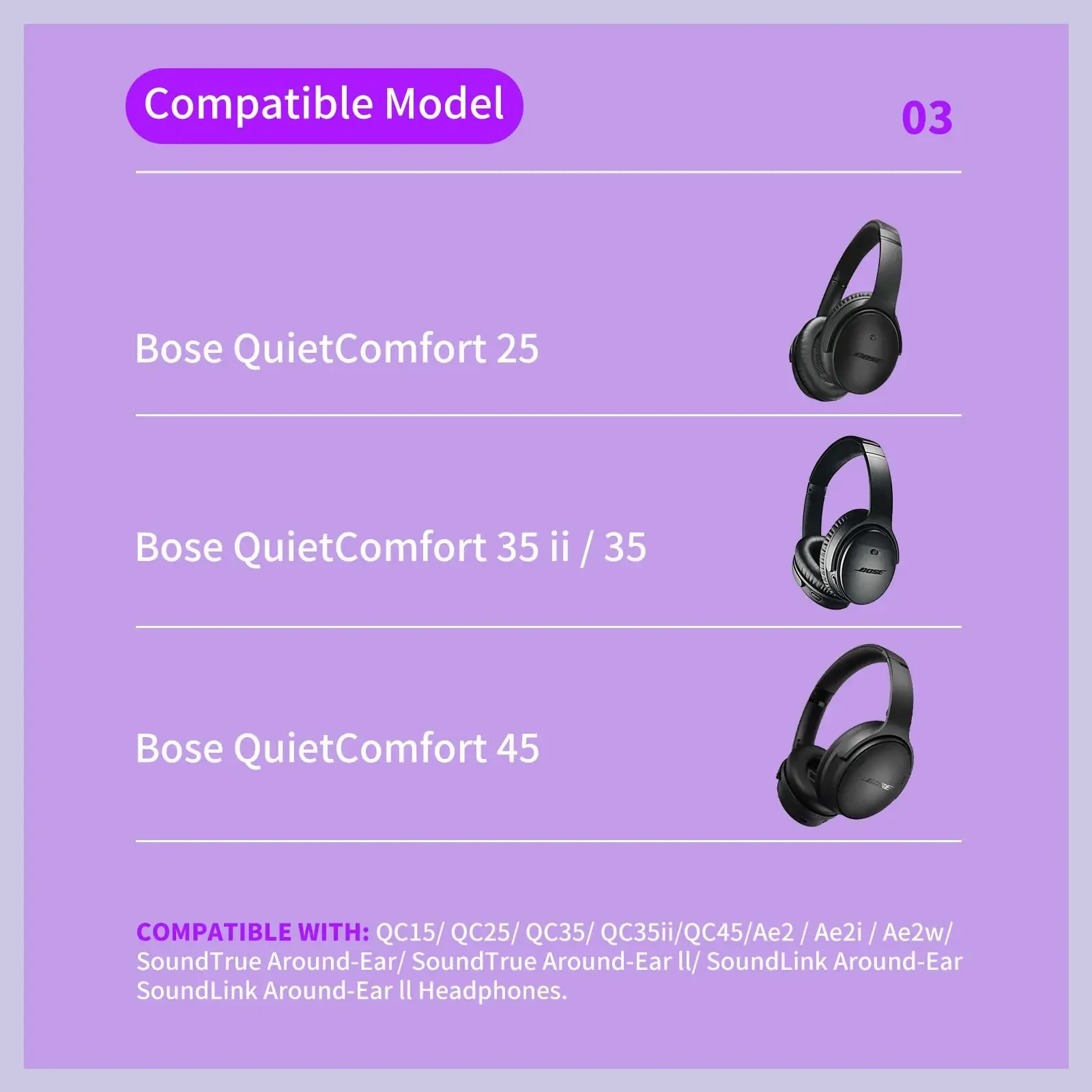 Фото Для наушников Bose QuietComfort 35/35 ii/25/Qc2/Qc15/Ae2/Ae2i/Ae2w/SoundTrue, губчатые рукава, чехол для наушников №5