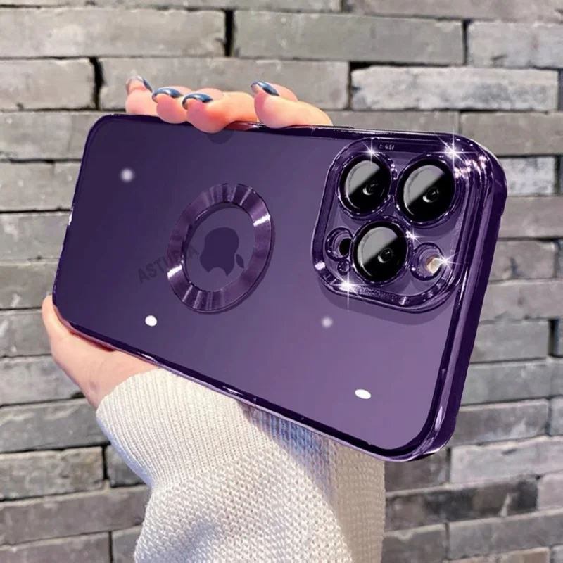 

Luxury Logo Hole Plating Clear Phone Case for IPhone 14 13 11 12 Pro Max Mini XR X XS 7 8 Plus Lens Protection Shockproof Cover