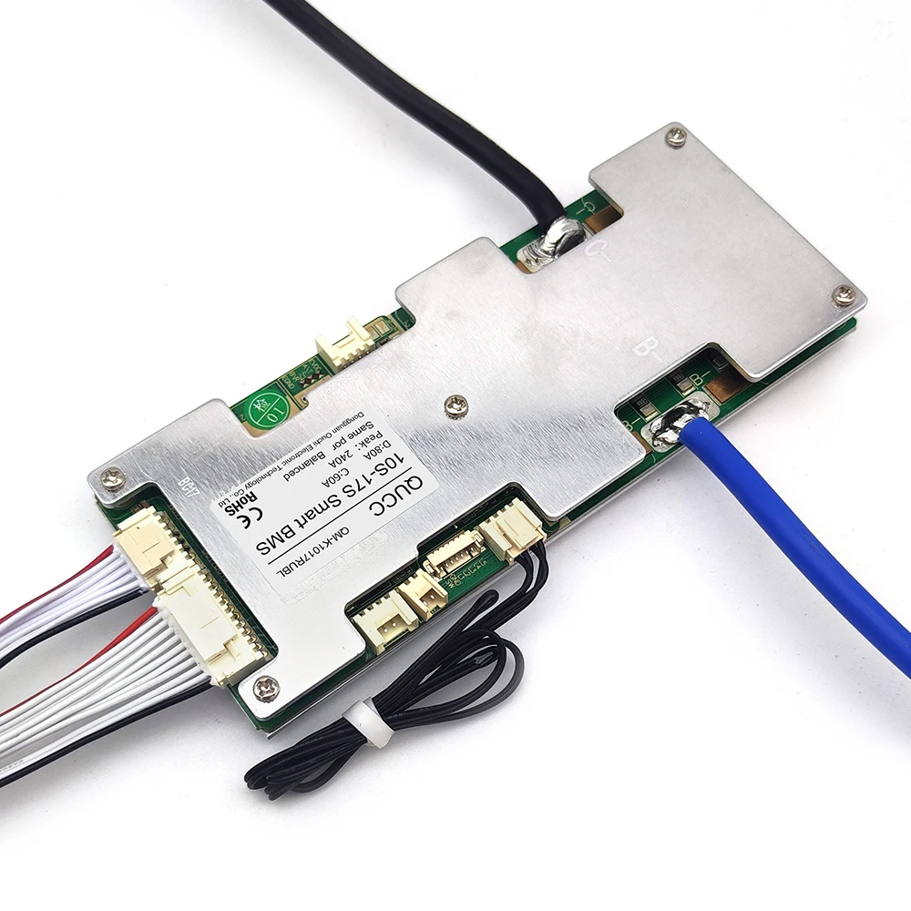 Qucc 60A 80A 10S 12S 13S 14S 15S 16S 17S Smart BMS 36V 48V 60V Lithium Battery Balance Module With Switch Bluetooth APP Uart NTC