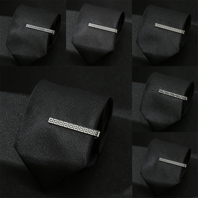 Simple Metal G Black Line Tie Clip Geometric High-grade 6 cm Suit Clasp for Men's Fashion Business Wedding Necktie Clip