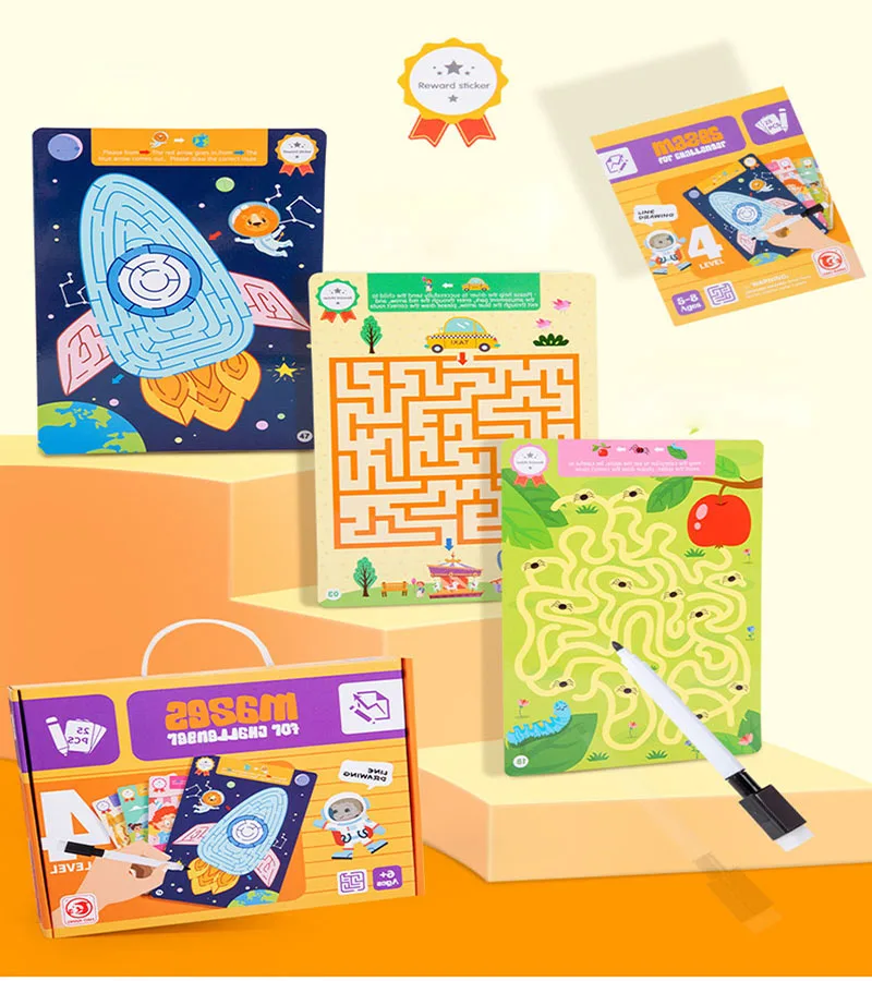 

Блокнот монтессорри с ручкой, игрушки для детей 3 лет, развивающие игрушки, обучение для малышей, лабиринт, занятая книга, Тихая книга