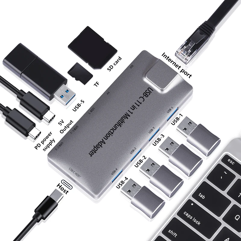 Высокоскоростной адаптер 11 в 1, док-станция для ноутбука типа C, Macbook Pro 13 Air M1 M2, аксессуары для ноутбука и офиса