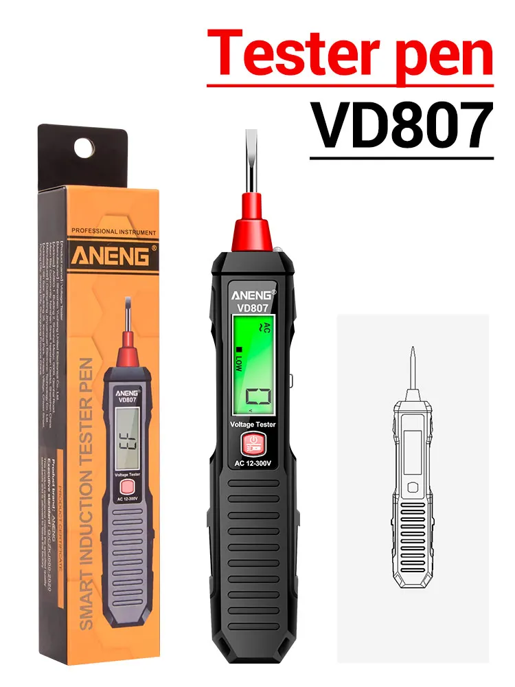 

Индуктивный тестер напряжения ANENG VD807 12-300В
