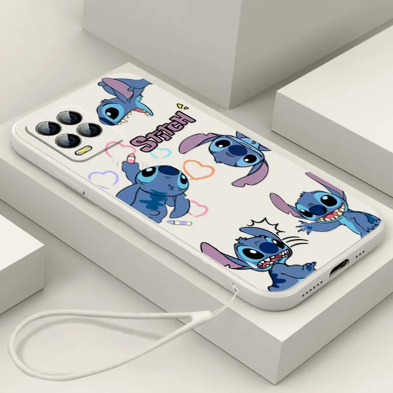 

Stitch Baby Disney Phone Case For OPPO Realme C2 C11 5 5i 6 6i 6S 7 7i 8 8i 9 9i Pro Liquid Rope Funda Cover Soft Back Silicone