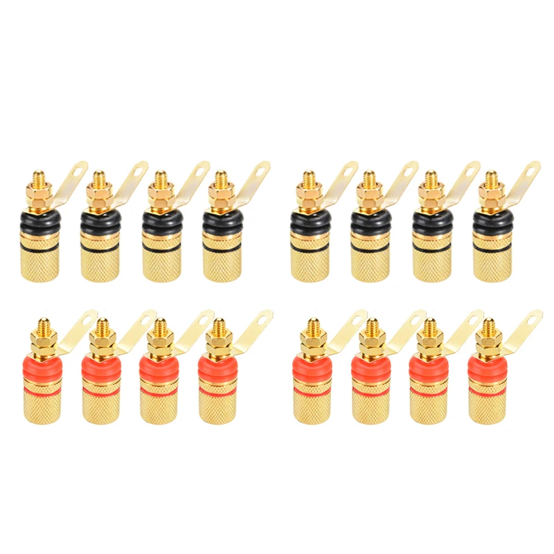 

16pcs/set For 4mm Banana Plugs Gold Plated Speaker Terminal Binding Post Connector For Spade Terminals / Bare Wire Amplifier