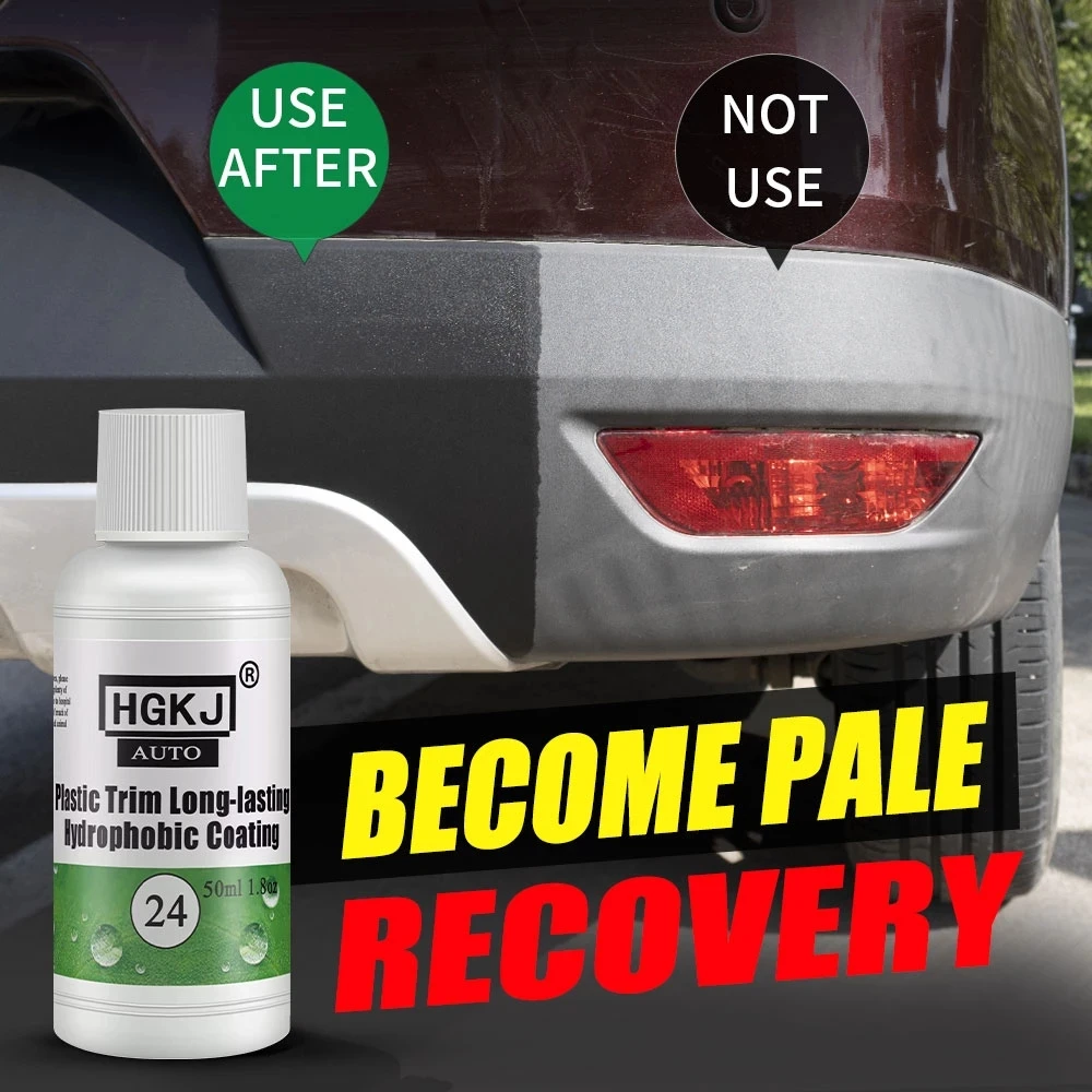 

50ml Car Plastic Renovator Trim Hydrophobic Liquid Plastic Restorer Polish Long-Lasting Protects Exterior Wax for Auto