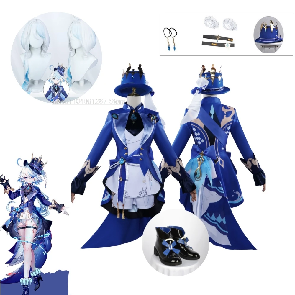 В наличии Furina Focalors N костюм для косплея Genshin Impact Ousia Pneuma Hydro God Archon Set Хэллоуин