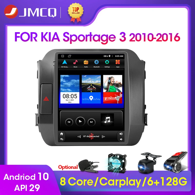 jmcq 2 din android car radio multimedia video player for kia sportage 3 sl 2010 2016 for tesla style 4g carplay stereo speakers free global shipping