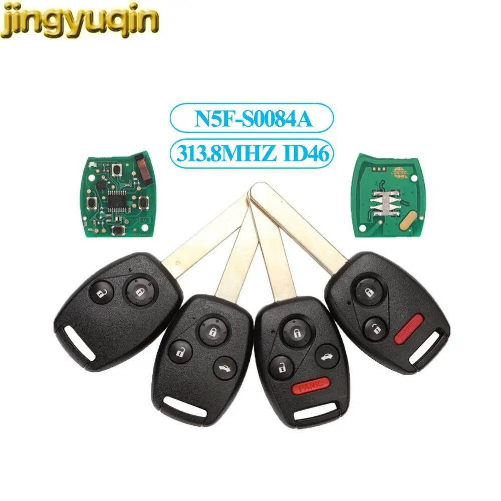 

Jingyuqin 5pcs 2/3/4 Buttons Remote Car Key Fob N5F-S0084A 313.8MHZ ID46-PCF7961 For Honda Accord Civic Stream (RN) 2006-2011