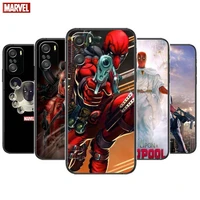 marvel deadpool heroes for xiaomi redmi note 10s 10 9t 9s 9 8t 8 7s 7 6 5a 5 pro max soft black phone case