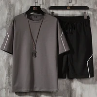 mens t shirt and short set male 2022 summer casual short sleeve tops and pants suits new sports running set streetwear tshirts