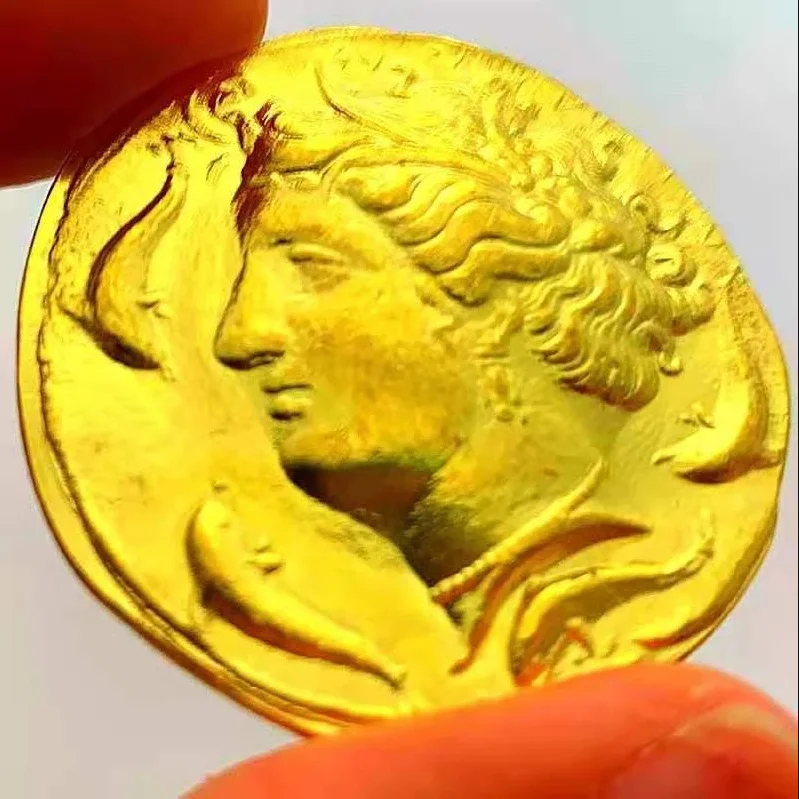 

Greek antique copper old craftsmanship gift 35mm embossed special-shaped copper and gold commemorative coin