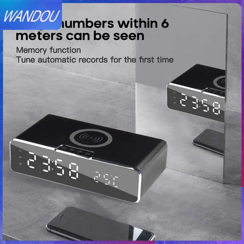 

Thermometer Digital Thermometer Clock Gentle Clock Mirror With Time Memory Wireless Charging Three Levels Of Brightness