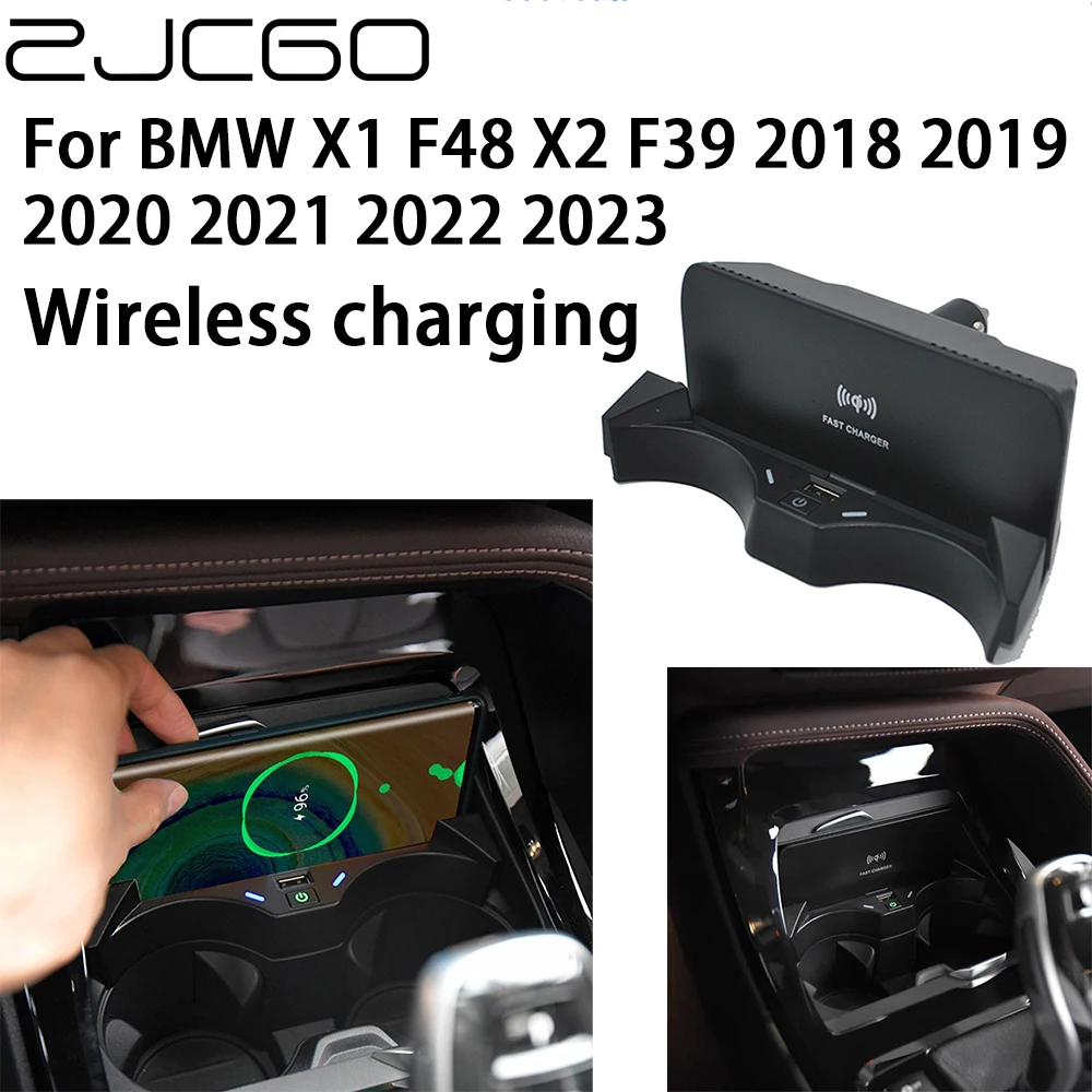 ZJCGO 15W Car QI Mobile Phone Fast Charging Wireless Charger for BMW X1 F48 X2 F39 2018 2019 2020 2021 2022 2023