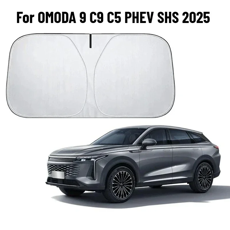 Фото Солнцезащитный экран на лобовое стекло автомобиля для OMODA 9 C9 C5 PHEV SHS 2025: Аксессуары, теплоизоляция, защита от солнца, запчасти №1