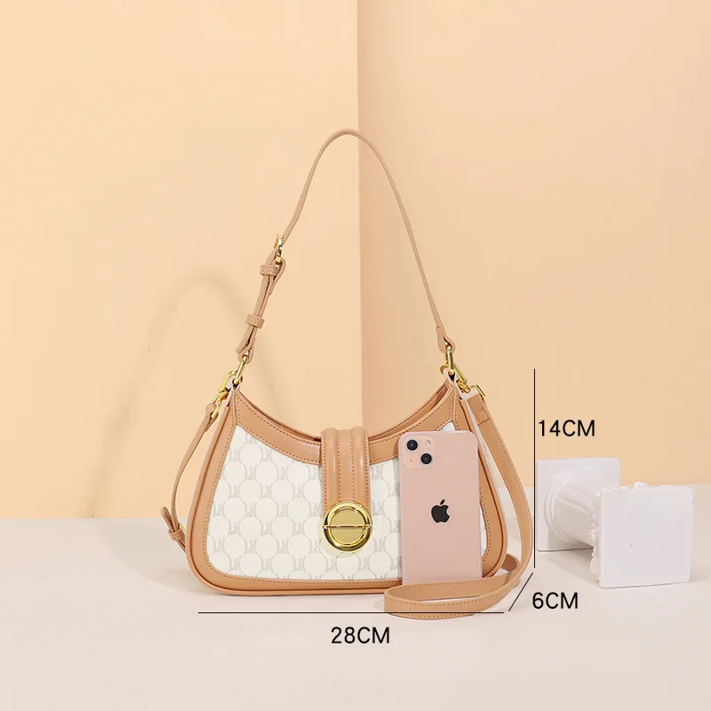 LOERSS Women's Vintage Casual Underarm Bags Shoulder Bag Simple Printed Large Capacity Crossbody Bag New Designer Handbag