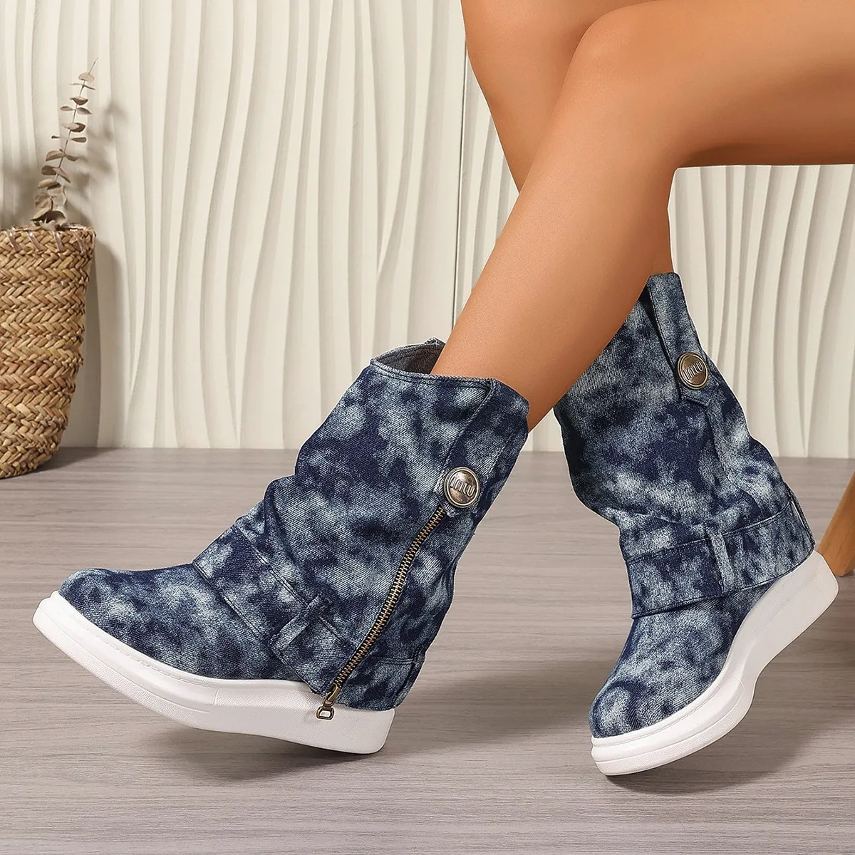 Женские резиновые сапоги с круглым носком осенняя обувь женские для верховой