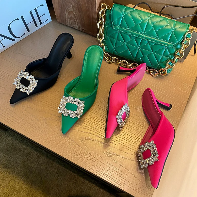 

Женские босоножки с закрытым носком, туфли на тонком среднем каблуке, большие размеры, лето 2022