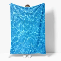 3d printed swimming pool seaside blue cool sherpa blanket couch quilt cover travel bedding blanket soft and comfortable dropship