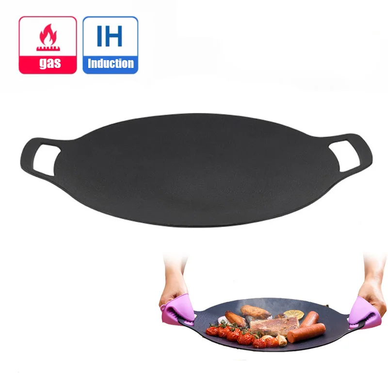 

Aluminum Frying Roast Pan Non-stick Barbecue Korean BBQ Grill Tray Kitchen Cooking Household Maifan Stone Roasting Meat Tools