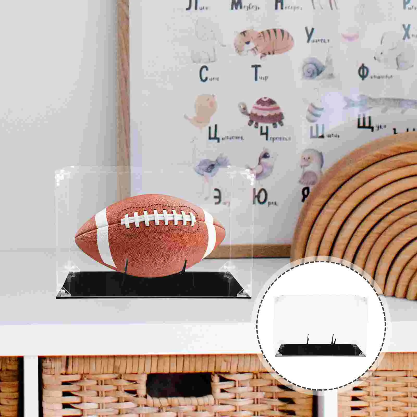 

Display Box Case Football Rugby Acrylic Showcase Wash Organizer Shoe Holder Sports Memorabilia Stand Baseball Transparent Model