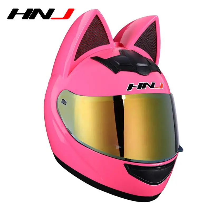 

Motorcycle Helmet Single Lens Full Face Helmet Cat Ears Universal Safety Four Seasons Helmet Locomotive Helmet Breathable