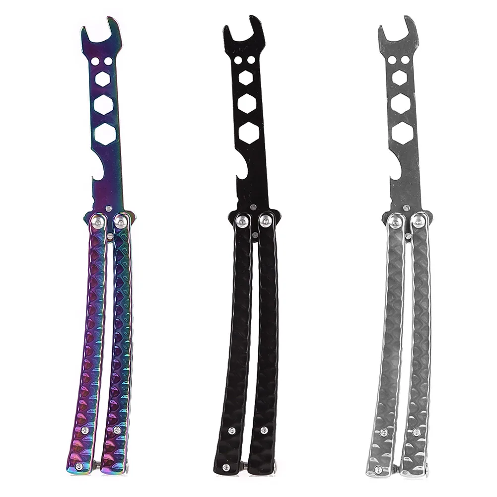 

Butterfly Knife Folding Stainless Steel Trainer Cutter Practice Training Butterfly Knife Bottle Opener Comb Hair Styling Tool