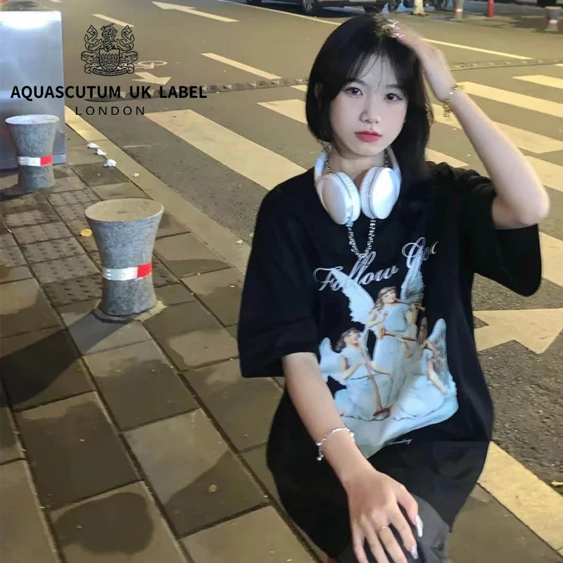 

Aquascutum Oversized cotton short sleeve t-shirt women 2022 summer new oversize loose Korean version design sense niche ins tide