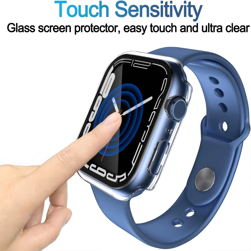 Glass+Cover For Apple Watch case 8 7 6 SE Ultra Accessorie Screen Protector Apple watch serie 44mm 40mm 41mm 45mm 42mm 38mm 49mm