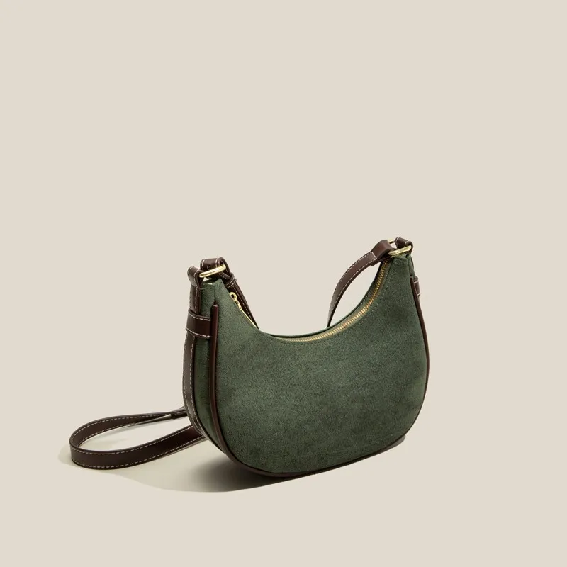 Maxdutti England Simple Solid Vintage Messenger Bag RRetro Shoulder Bag WomenIns Bloggegr Fashion Suede Commuter Bag Armpit Bag