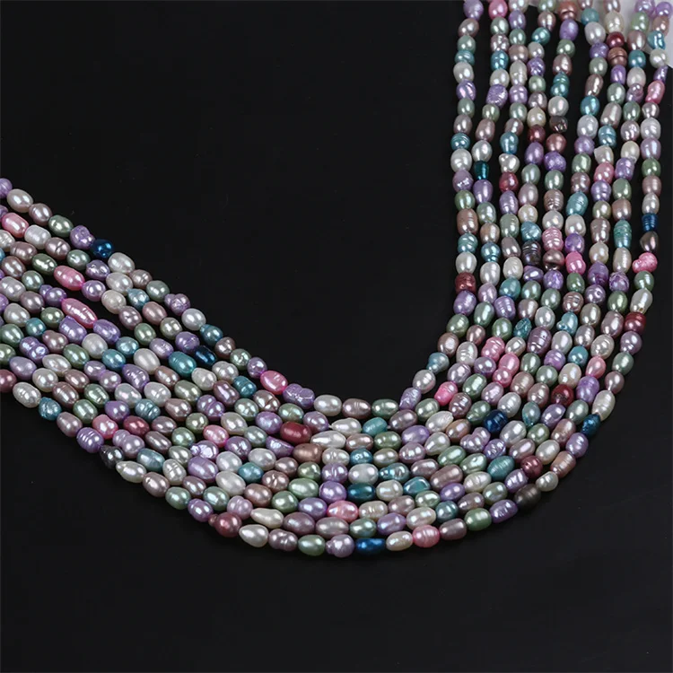 Разноцветные натуральные жемчужные нитки 4-5 мм |