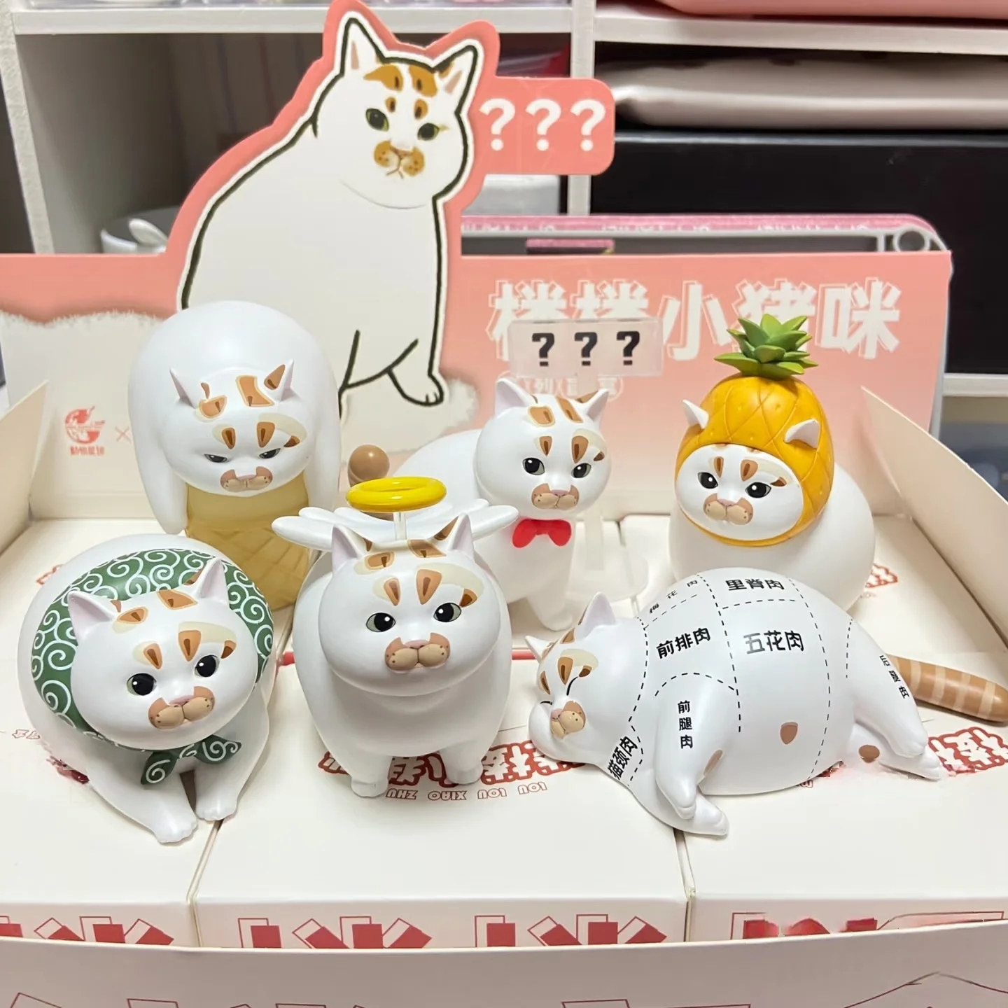 Фото Kawaii Lou Lou Xiao Zhu Mi слепая коробка игрушки модель кошки милая аниме фигурка детский подарок сюрприз загадочная коробка слепая коробка кошка №2