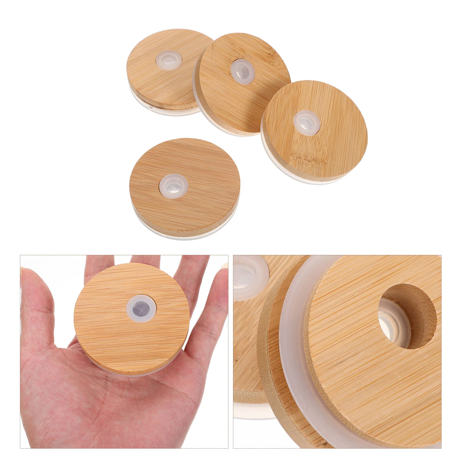 

Lids Jar Mason Lid Mouth Bottle Canning Wood Jars Wide Covers Glass Cover Wooden Regular Mug Can Capshole Strawhoney Coffee