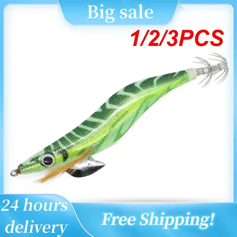 

1/2/3PCS Squid lure Shrimp 3.5# 20g Jigs Wood lure Luminous Octopus lures 3D Eyes Cuttlefish Artificial bait jigging fishing