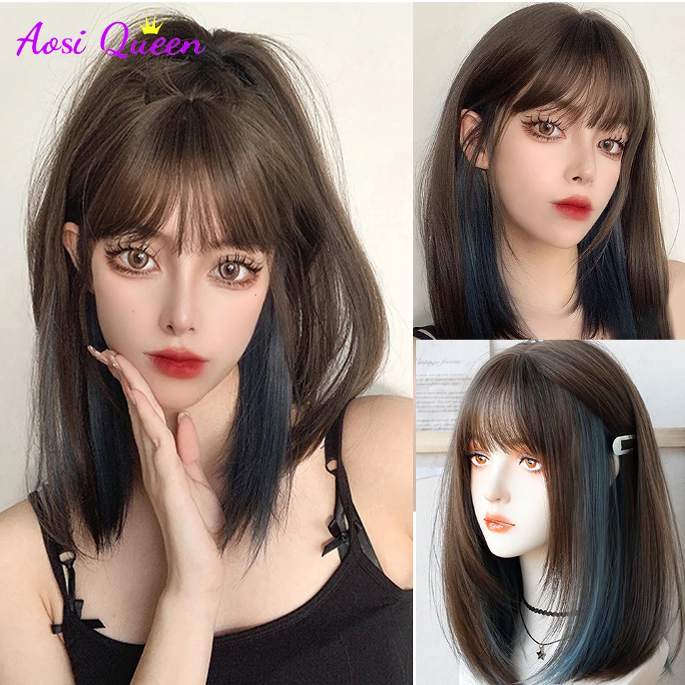 

Синтетический красный прямой парик средней длины с челкой, синтетические термостойкие волосы короткие парики для черных/белых женщин