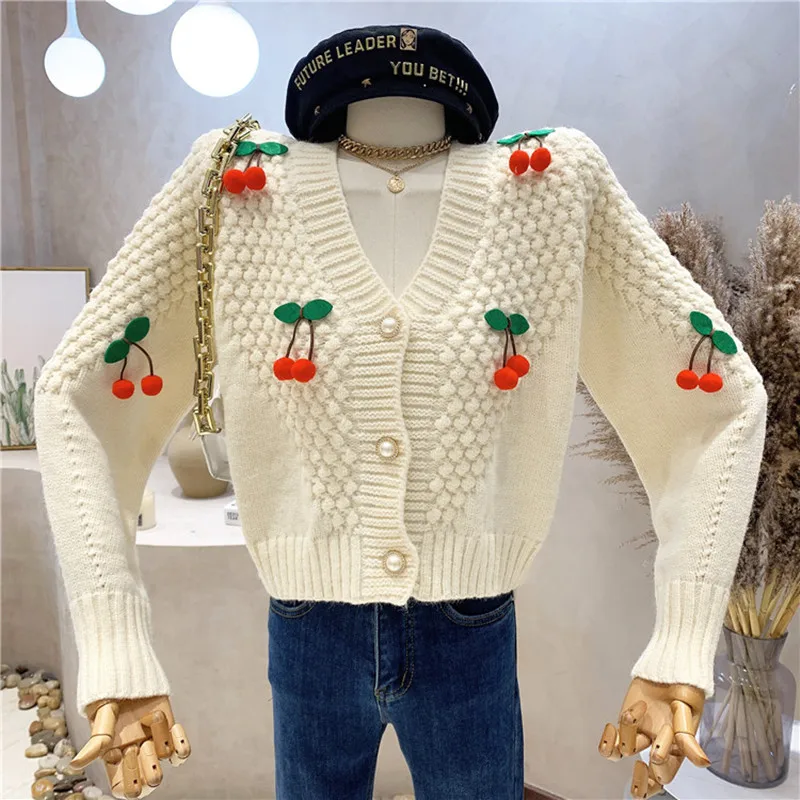 

Niche Design New Women's Clothing 2022 Spring Casual Design Top V-neck Short Knitted Cardigan Sweater Coat Blusas