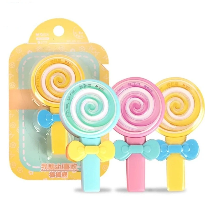 

12pcs Cute School Accessories Lolipop Shape Correction Tape Korean Stationery Supplies Glue Tape Roller Office Supplies Kids