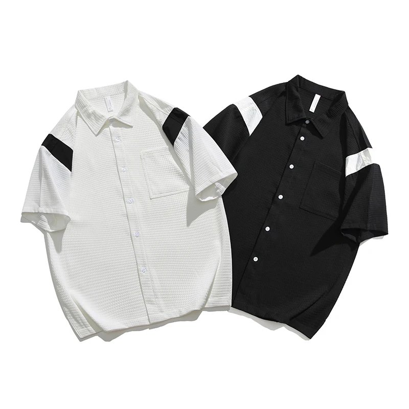 

Мужская рубашка с коротким рукавом, летняя новая Корейская версия мужской рубашки в гонконгском стиле, свободная и повседневная мужская рубашка