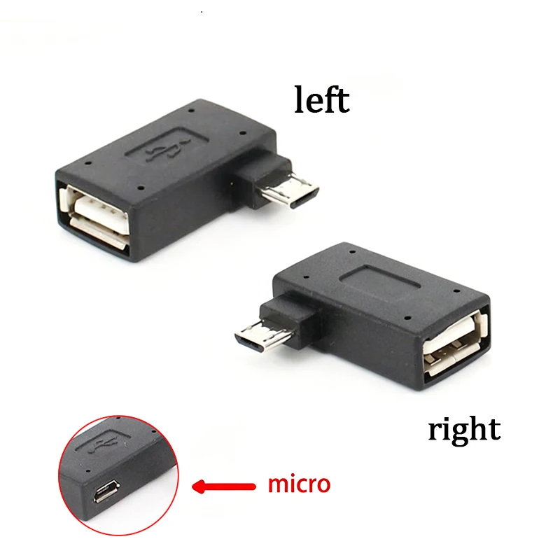 Фото Адаптер Micro USB OTG с углом 90 градусов для Fire Stick TV, Snes mini Classic, Nes Mini с блоком питания, лево- и правосторонний угловой разъем №1
