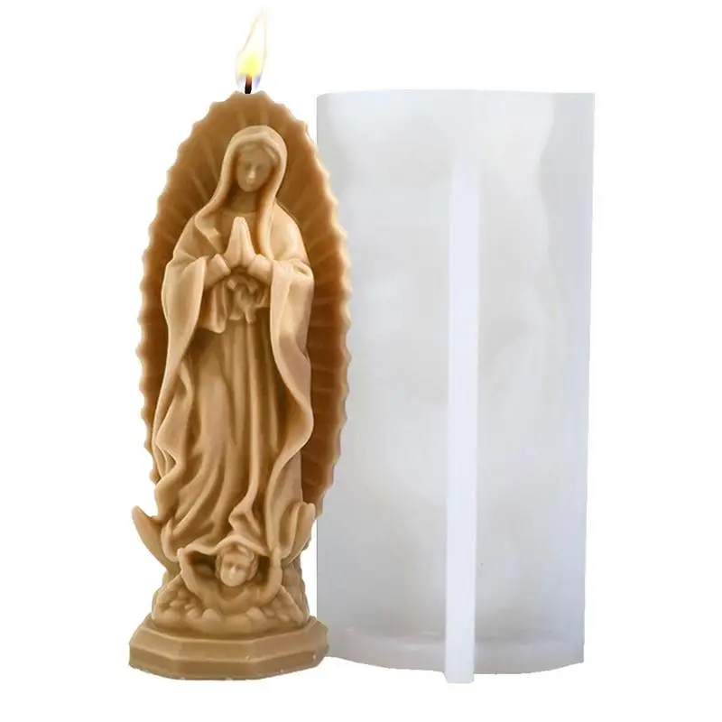 

Virgin Mary Candle Mold 3D Silicone Mary Sculpture Molds For Clay Candle Soap Mold Epoxy Resin Mold Silicone Mold For Chocolate