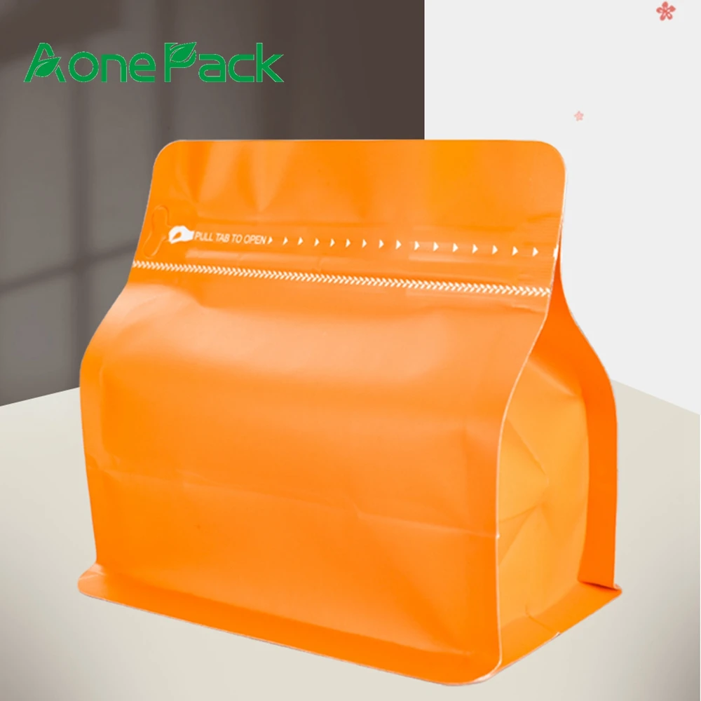 

50PCS High Quality Matt Orange Aluminum Foil Nuts Rice Dog Food Pouch 150g 250g 500g Block Bottom Food Coffee Tea Packaging Bag